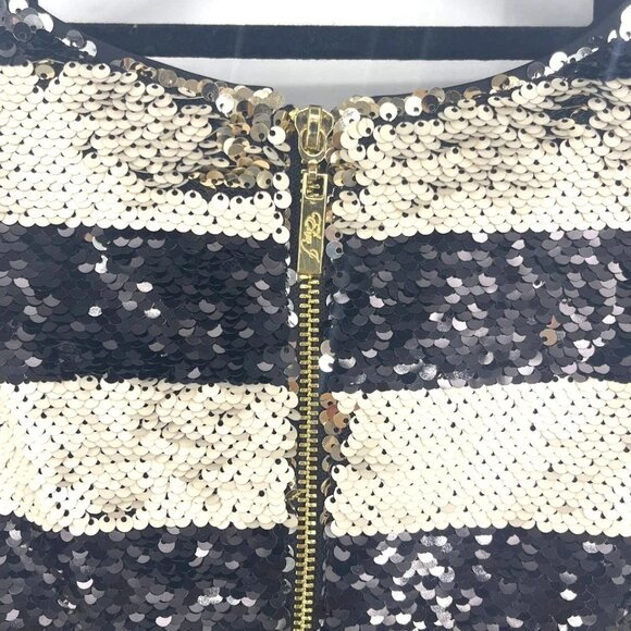 Eliza J Dress Size 4 Shift Stripe Sequin NWT $188 Reversible Sequins - Picture 6 of 6
